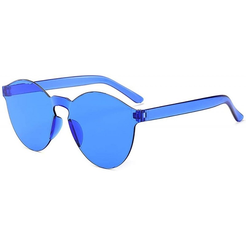 Round Unisex Fashion Candy Colors Round Outdoor Sunglasses Sunglasses - Dark Blue - CJ199KUMO2S $16.83