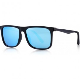 Oversized Polarized Square Sunglasses for men Aluminum Legs 100% UV Protection S8250 - Blue - CY18D6G7RSK $13.78