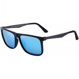 Oversized Polarized Square Sunglasses for men Aluminum Legs 100% UV Protection S8250 - Blue - CY18D6G7RSK $13.78