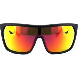 Square Kush Futuristic Shield Oversized Gangster Reflective Color Mirror Sunglasses - Black Red Fuchsia - CQ18UDMS5N7 $11.31