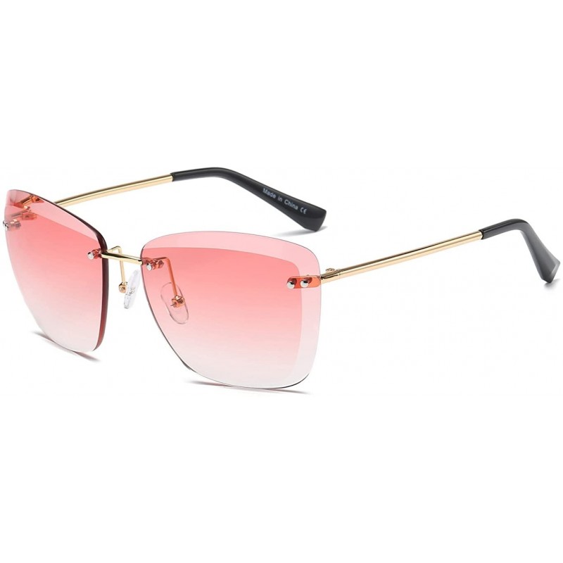 Rimless Fashion Designer Rimless Square Oversize Women Sunglasses - Pink - CR186UW9S65 $10.65