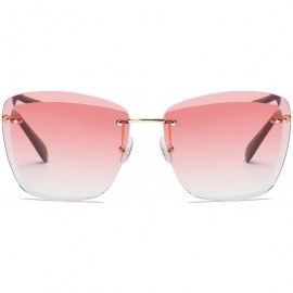 Rimless Fashion Designer Rimless Square Oversize Women Sunglasses - Pink - CR186UW9S65 $10.65