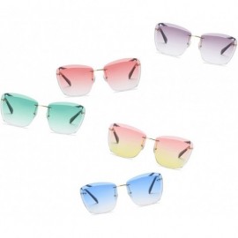 Rimless Fashion Designer Rimless Square Oversize Women Sunglasses - Pink - CR186UW9S65 $10.65