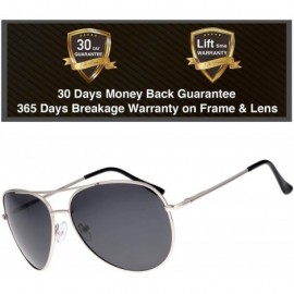 Aviator Classic Metal Frame Polarized Lens Aviator Sunglasses with Gift Box - Av103-silver(spring Hinges) - CR194QSSY55 $14.67