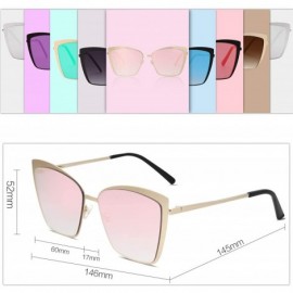 Square Cateye Sunglasses for Women Fashion Mirrored Lens Metal Frame SJ1086 - 0c2 Gold Frame/Gradient Pink Mirrored Lens - CU...