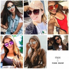 Square Cateye Sunglasses for Women Fashion Mirrored Lens Metal Frame SJ1086 - 0c2 Gold Frame/Gradient Pink Mirrored Lens - CU...