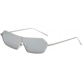 Square Vintage Square Mirrored Sunglasses Metal Glasses Eyewear - Silver - CD18ADKLGN0 $12.40