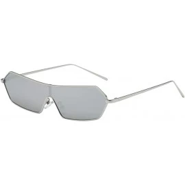 Square Vintage Square Mirrored Sunglasses Metal Glasses Eyewear - Silver - CD18ADKLGN0 $12.40
