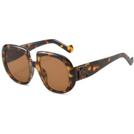 Oversized Flash Frame Sunglasses for Women Trendy Oversized Gradient Lens Eyeglasses UV Protection - C3 Leopard Tea - CA190HE...