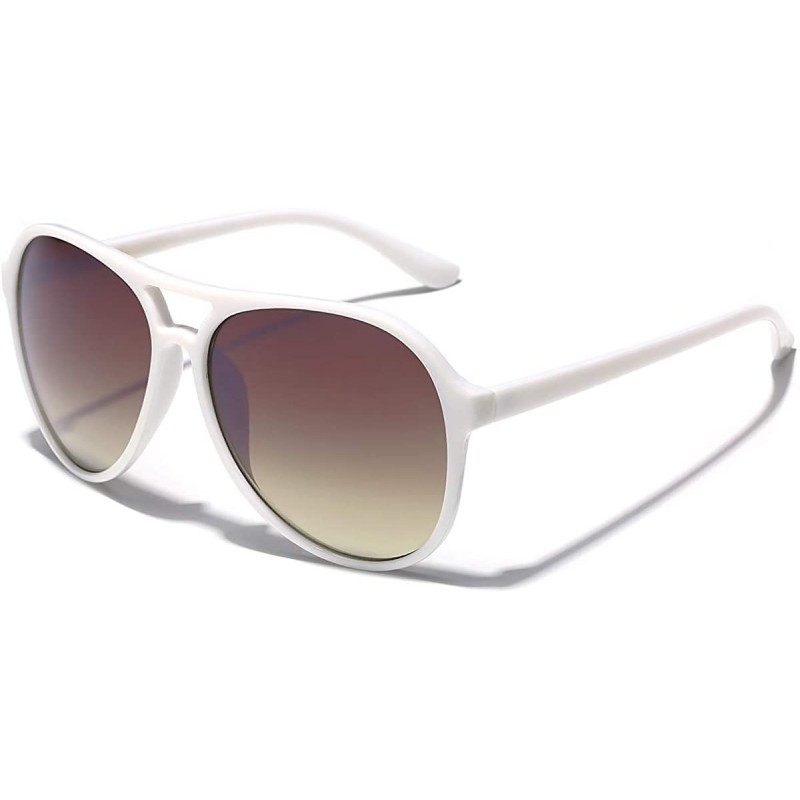 Aviator Retro Vintage Unisex Fashion Aviator Sunglasses - White - Brown - CE11P3RD5AN $9.04