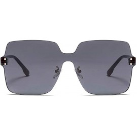 Shield Large Rimless Sunglasses Women Men Oversized Squared Semi-rimless Shield Shades - Clear Black - CK18QWLD5ME $19.16