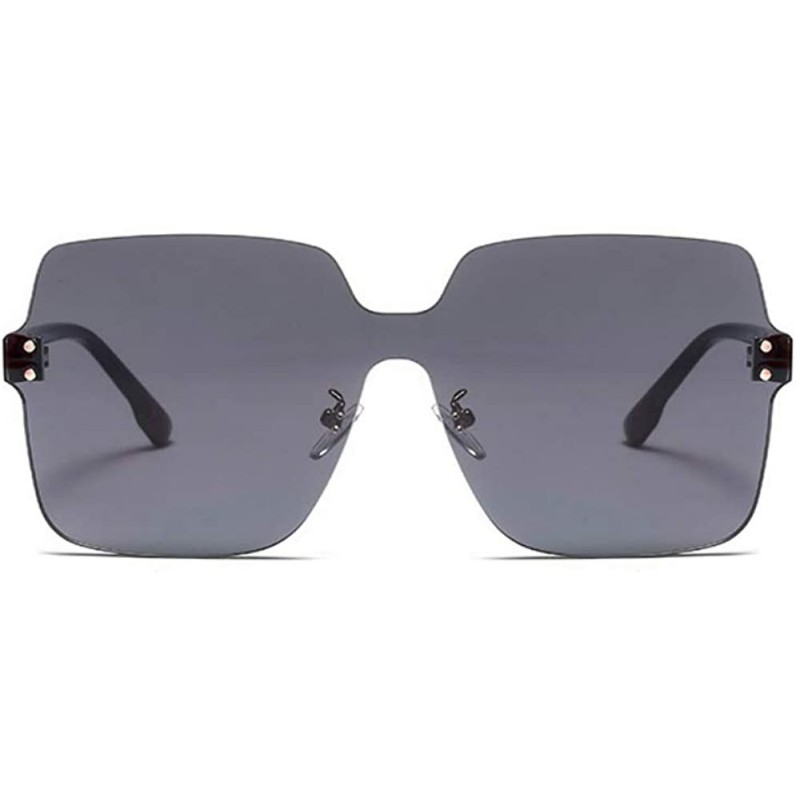 Shield Large Rimless Sunglasses Women Men Oversized Squared Semi-rimless Shield Shades - Clear Black - CK18QWLD5ME $19.16