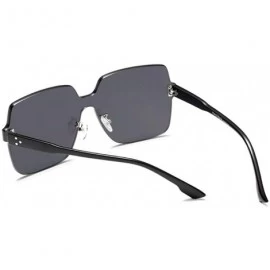 Shield Large Rimless Sunglasses Women Men Oversized Squared Semi-rimless Shield Shades - Clear Black - CK18QWLD5ME $19.16