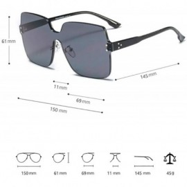 Shield Large Rimless Sunglasses Women Men Oversized Squared Semi-rimless Shield Shades - Clear Black - CK18QWLD5ME $19.16