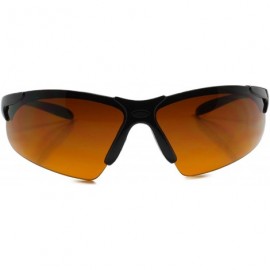 Sport Wrap Around Blocker Lens Outdoor Driving Sport Sunglasses Frame - Black & Brown - CP18T4H8SMX $15.21