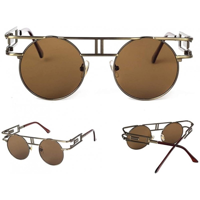 Round Round Sunglasses Men Women Fashion Glasses Retro Frame Vintage Sunglasses - C8 - C818WXSDMZK $41.12