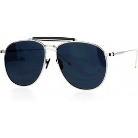 Square Designer Aviator Sunglasses Vintage Top Bar Round Square Fashion - Silver - CH187YT2GYR $13.36