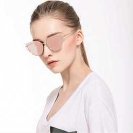 Square Cat Eye Sunglasses Women Designer Mirror Flat Rose Gold Vintage Metal Reflective Female Oculos Gafas - C2 - CG198AHW30...