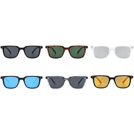 Square Women Men Retro Style Square Frame UV400 Sunglasses for Outdoor Wear - Bright Black Gray - CI18WSCUX9O $8.72