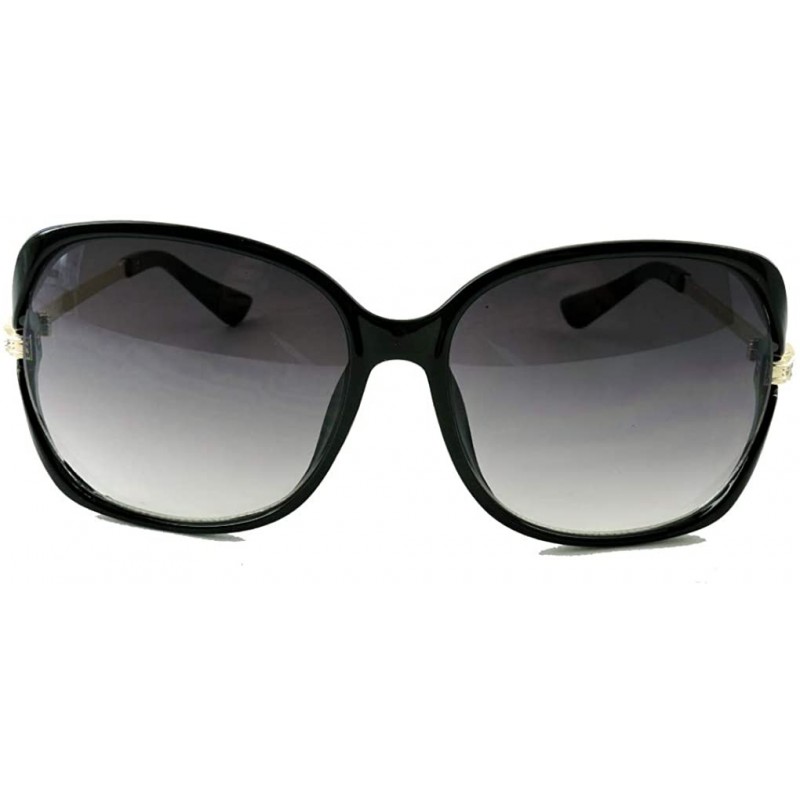 Oversized Vintage Thick Oversized Plastic Frame Womens Sunglasses UV 400 - Black W Cz & Gold - CH18RQM3DUA $14.08