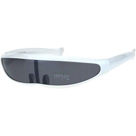 Shield Cyclops Robot Costume Sunglasses Party Rave Futuristic Shades UV 400 - White - CW18HA0DY3W $7.77