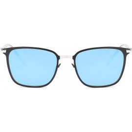 Square Polarized Sunglasses Square Metal Frame Unisex For Hunting And Fishing K0609 - Blue&silver - CT18KWE2UWO $15.65