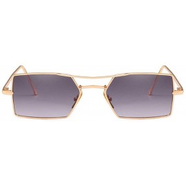 Square 2019 New trend metal fashion square unisex marine lens brand designer sunglasses UV400 - Gold Grey - C118M998A40 $9.45