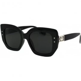 Square Womens Designer Style Sunglasses Chic Square Mod Frame UV 400 - Black (Black) - CC193ESUUWC $13.83