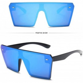 Square Oversized Square Sunglasses for Women Men Retro Shades Fashion Big Flat Top Mirror Rimless Lens - CT19CDM5C23 $15.27