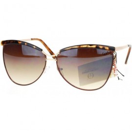 Butterfly Womens Oversize Eye Brow Trim Half Rim Metal Butterfly Sunglasses - Tortoise - CA11SOL429J $9.93