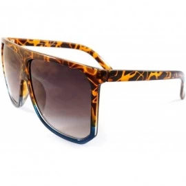 Square Unisex Oversize Flat Top Square Gradient flat Lens Sunglasses A017 - Brown Blue/ Black Gradient - CN185ELQZC7 $8.93