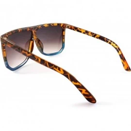 Square Unisex Oversize Flat Top Square Gradient flat Lens Sunglasses A017 - Brown Blue/ Black Gradient - CN185ELQZC7 $8.93