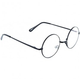 Aviator Women Men Round Glasses Metal Frame UV Protected Retro Vintage Fashion - Black - CC12H1Z206Z $9.36