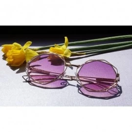 Round Metal Double Wire Octagonal Hippie Round Flat Lens Sunglasses A079 - Purple - CF18GCED72G $11.83