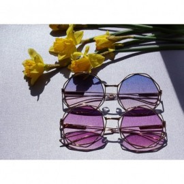 Round Metal Double Wire Octagonal Hippie Round Flat Lens Sunglasses A079 - Purple - CF18GCED72G $11.83