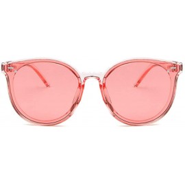 Oval Unisex Sunglasses Retro Bright Black Grey Drive Holiday Oval Non-Polarized UV400 - Transparent Pink - CB18RH6SDAN $9.60