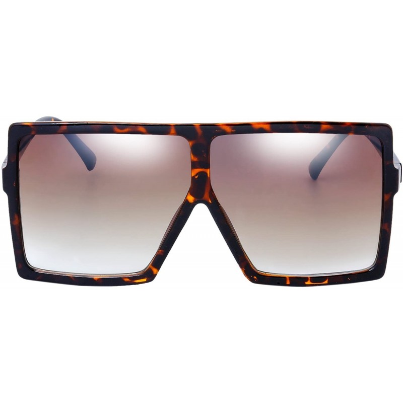 Oversized Large Oversized Fashion Square Flat Top Sunglasses - Exquisite Packaging - 3-demi - CE1869963CY $9.24