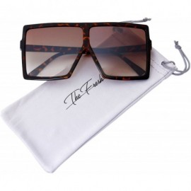 Oversized Large Oversized Fashion Square Flat Top Sunglasses - Exquisite Packaging - 3-demi - CE1869963CY $9.24