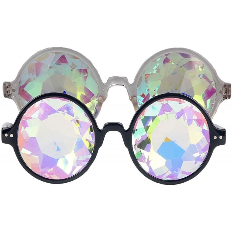 Goggle Kaleidoscopic Prism Eyeglasses - Kaleidoscope Halloween Cosplay Goggles 2PCS - Black + Clear - CQ185U8DW94 $21.09