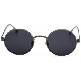 Round Women Sunglasses Round Metal Frame Vintage Retro Glasses Sun for Men Unisex Gift - Full Black - CR18GR08RZ5 $10.47