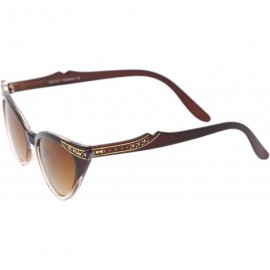 Cat Eye Women's Retro Rhinestone Embellished Oval Lens Cat Eye Sunglasses 51mm - Brown Fade / Brown - CG12N446EJZ $9.26