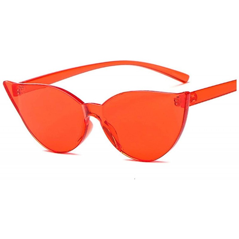 Rimless Fashion Sunglasses Women Ladies Red Yellow Cat Eye Sun Glasses Female Driving Shades UV400 Feminino - Red - CV198ZMH5...