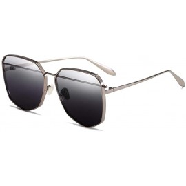 Oval Unisex Sunglasses Retro Black Grey Drive Holiday Oval Non-Polarized UV400 - White Grey - C218R6XTSQI $7.74