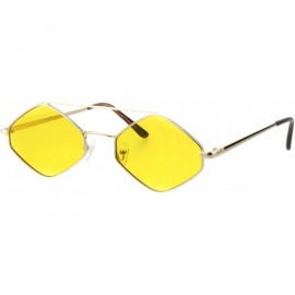 Rectangular Hippie Diamond Shape Pimp Daddy Metal Rim Double Bridge Sunglasses - Gold Yellow - CY18G0D9I8L $15.49