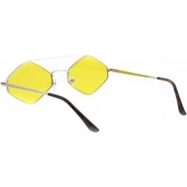 Rectangular Hippie Diamond Shape Pimp Daddy Metal Rim Double Bridge Sunglasses - Gold Yellow - CY18G0D9I8L $15.49