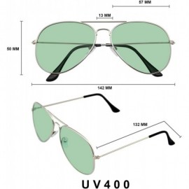 Aviator Sunglasses Mens Womens Retro Color Tinted Lens Aviator Sunglasses - Green - CY18WG0QACD $7.72