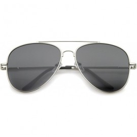 Aviator Large Classic Full Metal Teardrop Flat Lens Aviator Sunglasses 60mm - Silver / Smoke - C112K5FB35H $9.66