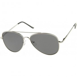 Aviator Large Classic Full Metal Teardrop Flat Lens Aviator Sunglasses 60mm - Silver / Smoke - C112K5FB35H $9.66