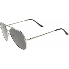 Aviator Large Classic Full Metal Teardrop Flat Lens Aviator Sunglasses 60mm - Silver / Smoke - C112K5FB35H $9.66