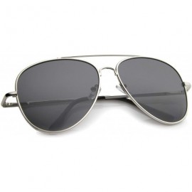 Aviator Large Classic Full Metal Teardrop Flat Lens Aviator Sunglasses 60mm - Silver / Smoke - C112K5FB35H $9.66